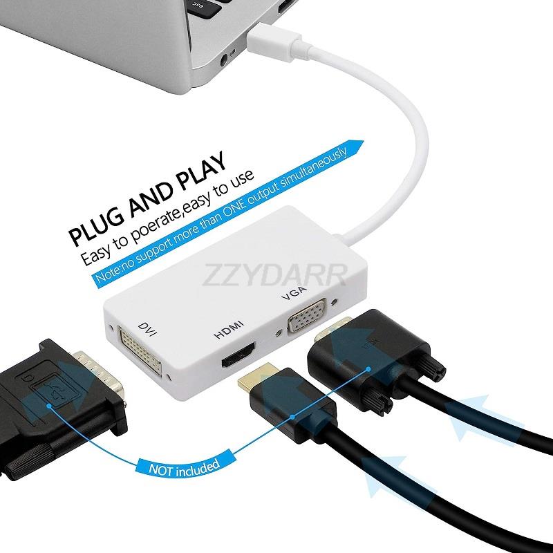 Mini Displayport Naar Hdmi Dvi Vga Adapter 4K Mini Dp Converter Bliksemschicht Compatibel 3 In 1 Voor Mac Macbook Pro Air Imac Oppervlak