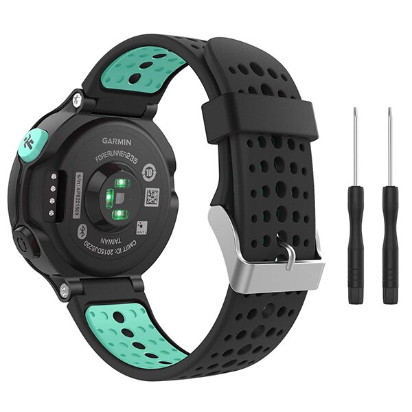 Para Garmin Forerunner 235 brazalete con correa de silicona para Garmin Forerunner 220/230/235/620/630/735XT/235 accesorio Lite: Black with Green