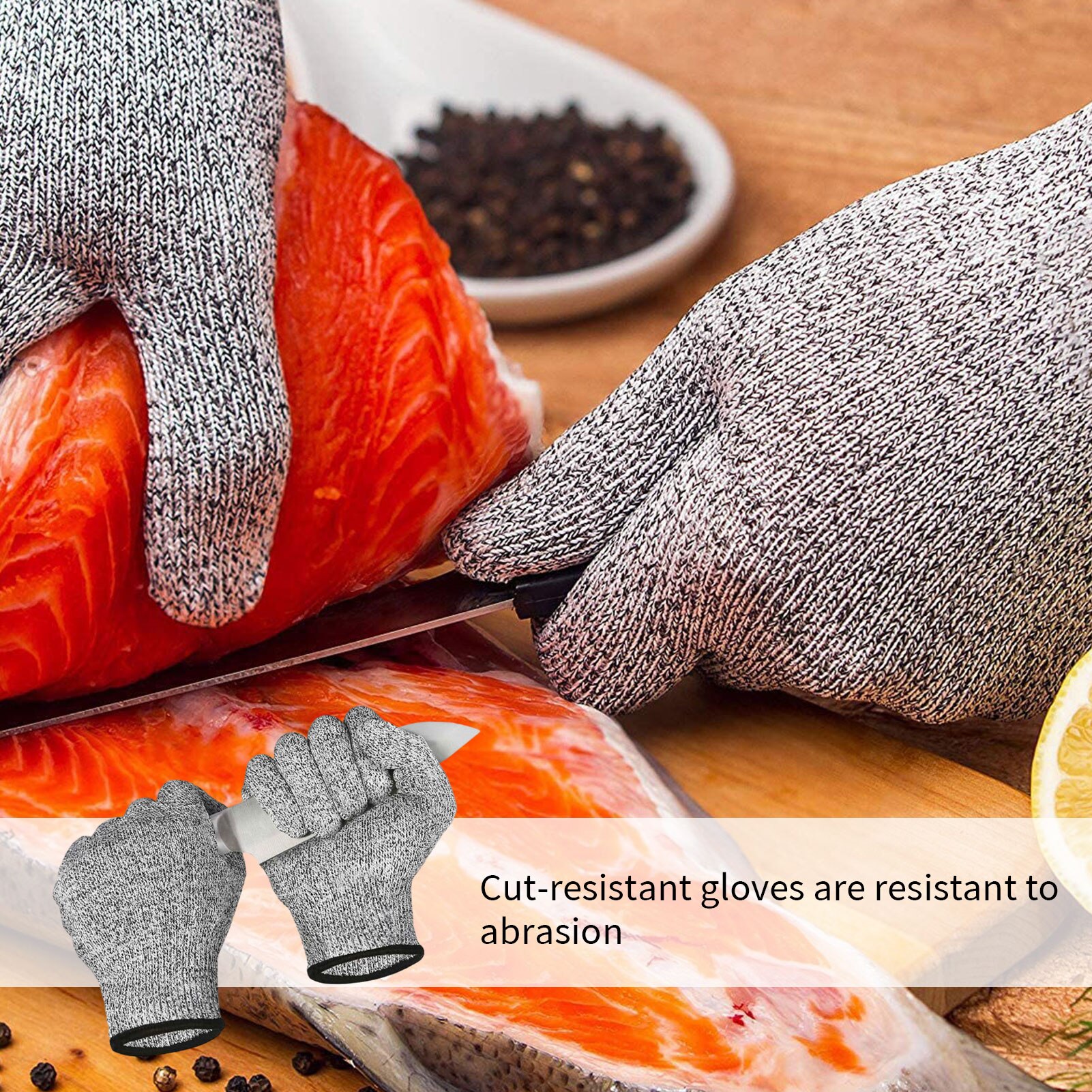 Guantes anticorte nivel 5, protección de seguridad, resistentes al corte, para cocina, pescado, carne