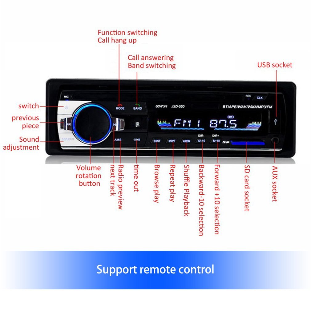 12V universal Car MP3 Car Stereo FM AUX Input Receiver SD USB MP3 Radio Player In-Dash Unit