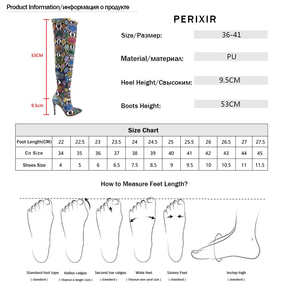 Perixir Vrouwen Over De Knie Laarzen Sexy Dunne Hoge Snake Print Stretch Stoffen Laarzen Hoge Hak Slip Op Schoenen Wees teen Lange Boot