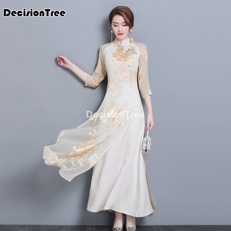 Aodai vietnam qipao jurk voor vrouwen traditionele kleding ao dai chinese jurken knielange oosterse jurk voor vrouwen