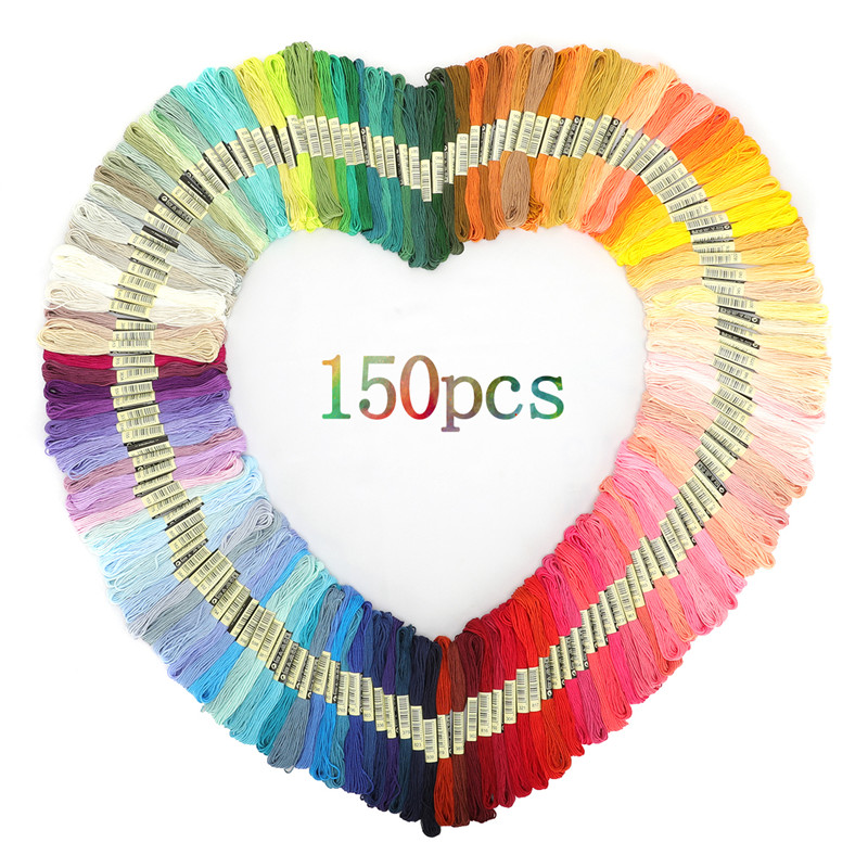 KOKNIT 100/150/200/250pcs Cross Stitch Threads Floss Random Rainbow Color Sewing Skeins Embroidery Thread Skein DIY Sewing Tools: 150pcs