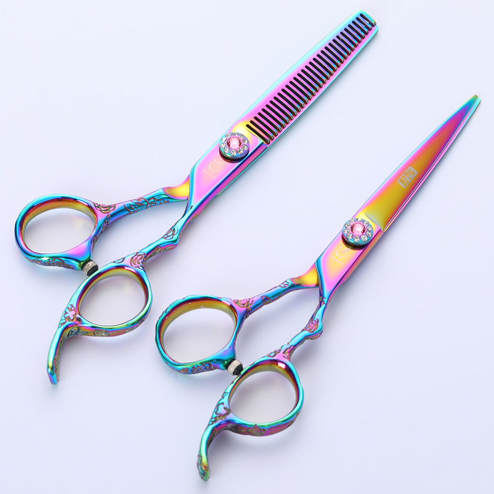 Fenice 6 inch Purple Pet Dog Grooming Scissors Set Cutting&amp;Thinning Shears Set Animal Haircut Scissors Kit