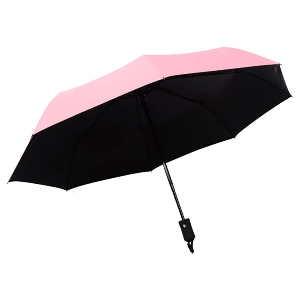 Wind Resistant Folding Automatic Umbrella Windproof Travel Rain Sun Umbrellas with Auto Open Close Button MJJ88: Pink