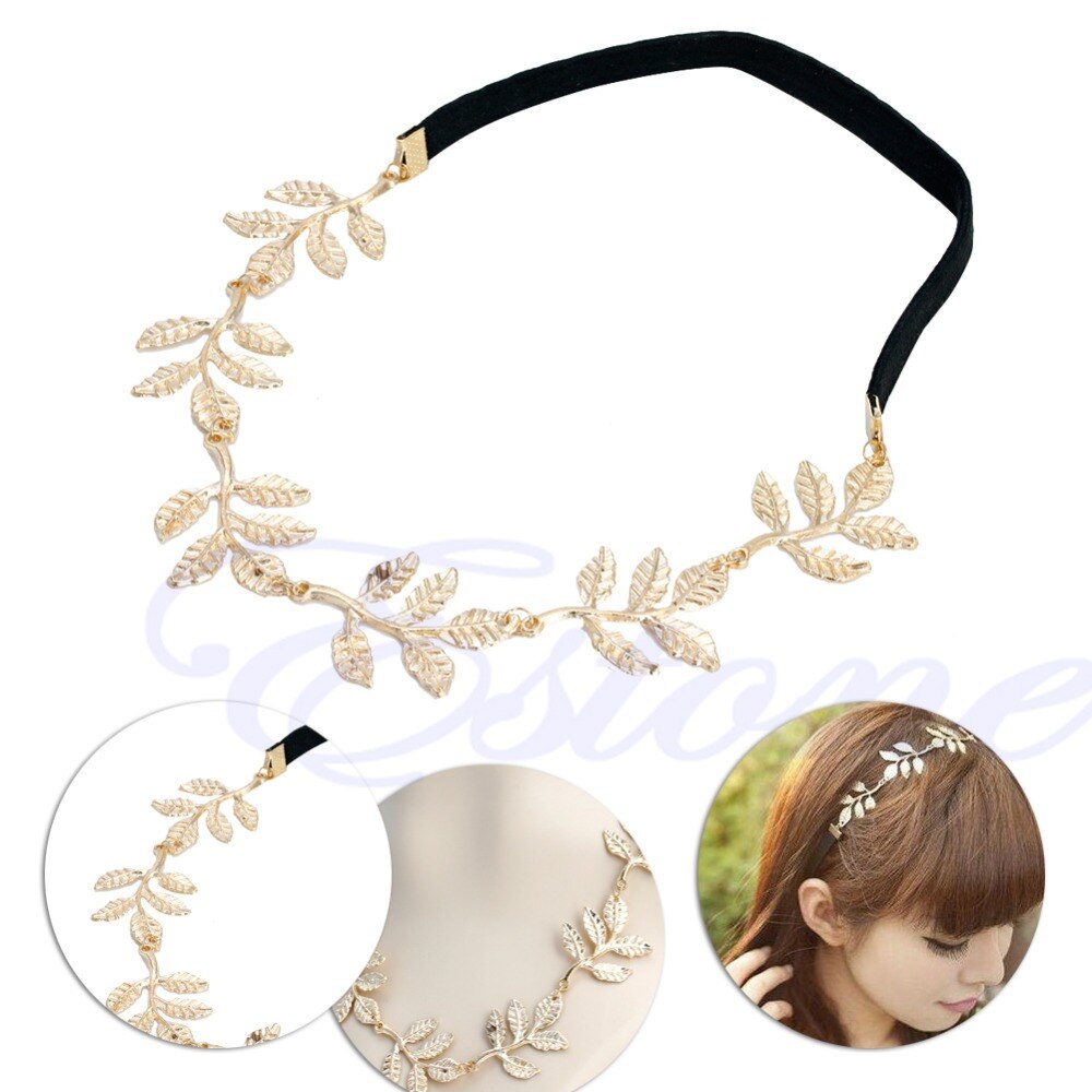 Griekse Godin Vrede Angel Gouden Olijf Bladeren Elastische Haarband Hoofdband Vintage