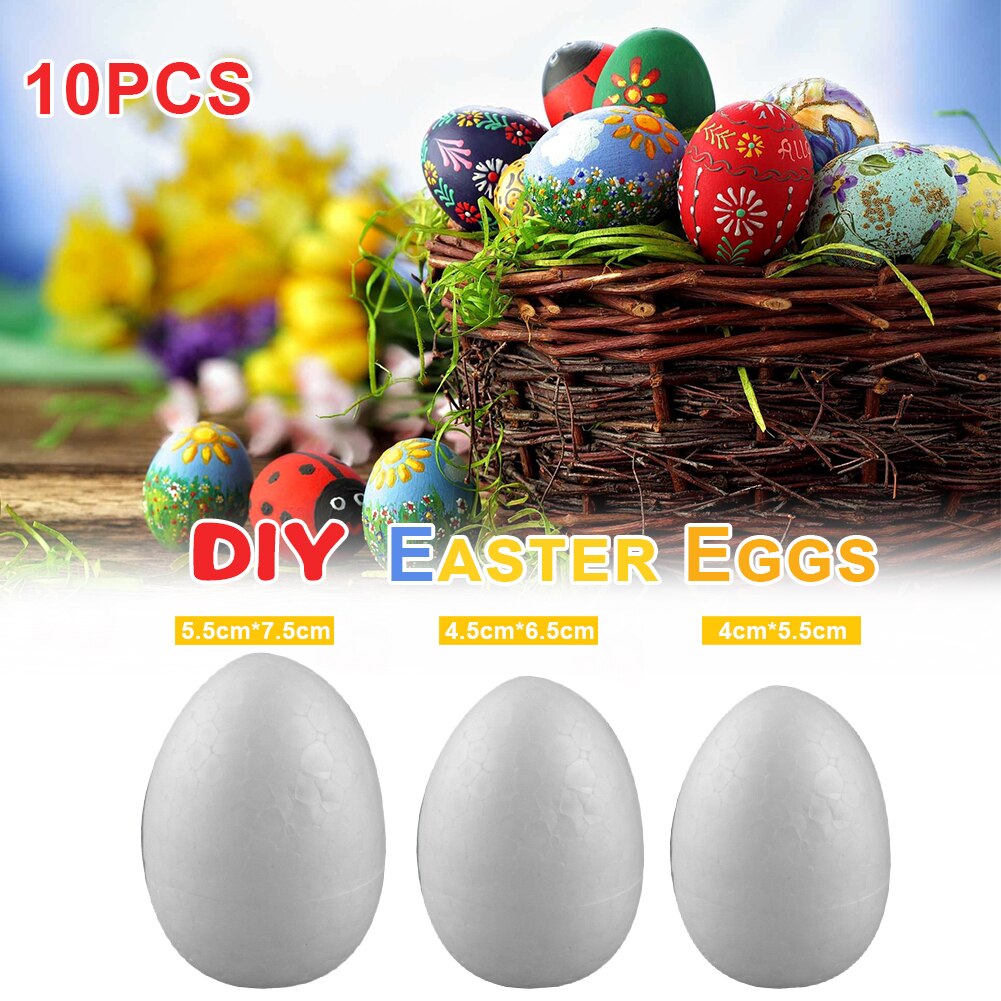 10pcs Easter Egg Foam Ball White for Spring Easter Christmas Crafts Making Handmade DIY Painting School Projects Dropshi