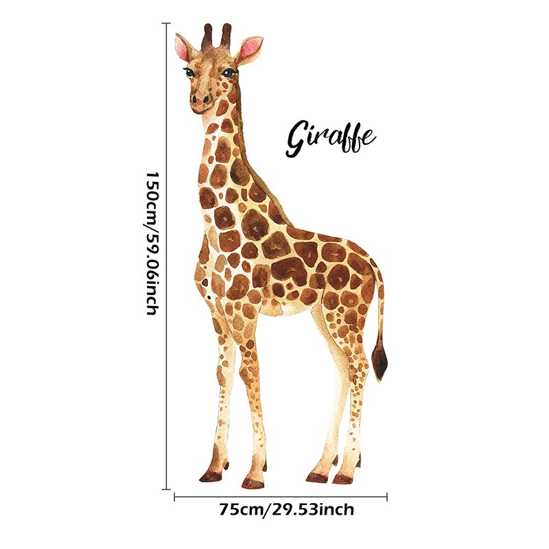 Large Cartoon African Animals Wall Stickers for Kids Room Elephant Giraffe Home Decor PVC Vinyl Wall Baby Room Decoration: giraffe large