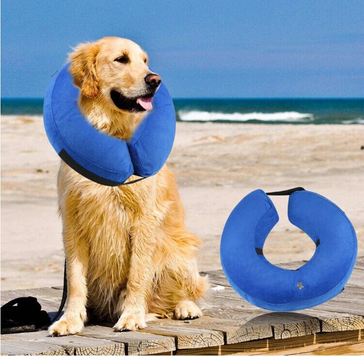 Soft Pet Dog Collar Inflatable Recovery Wound Healing Anti-bite Neck Elizabethan Collars Protective Circle For Small Large Dogs