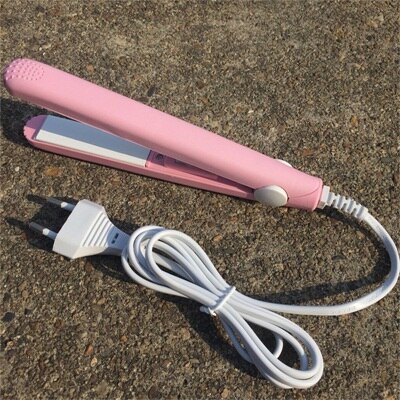 Hair straightener Mini Straightening Irons Hair Flat Iron Curling With EU Plug Fast Styling Tools 110-220V Dual Voltage: Pink iron