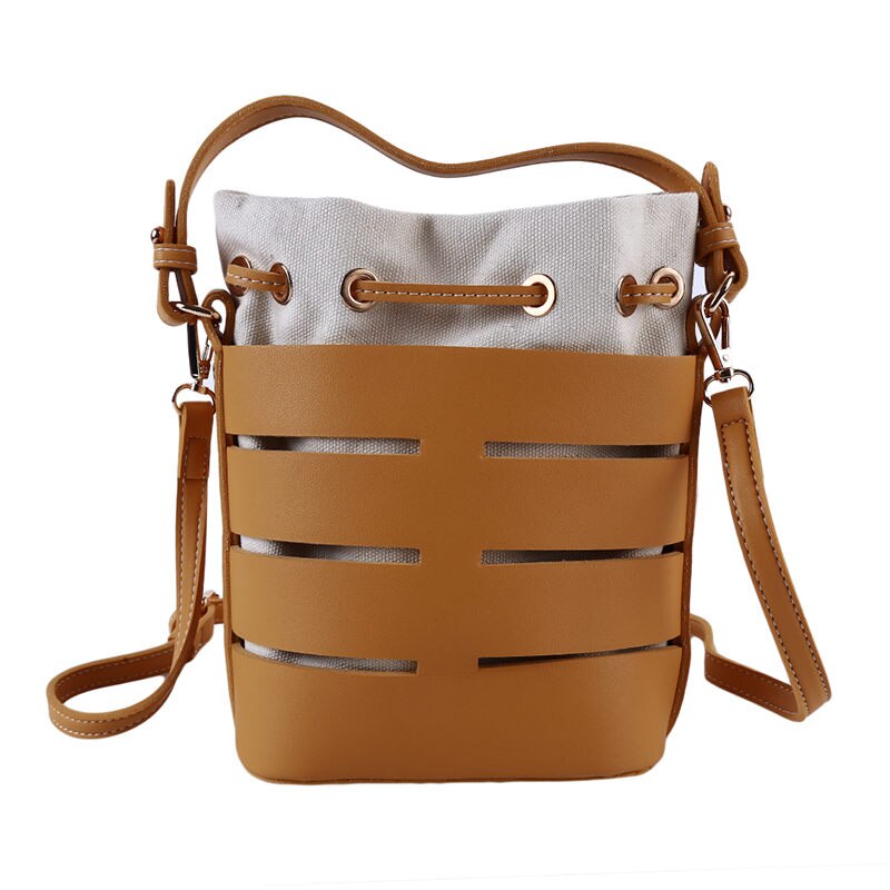 Creatieve Klinknagel Messenger Bag Trekkoord Pu Leer Vrouwen Messenger Bag Mode Crossbody Tas Voor Vrouwelijke: yellow