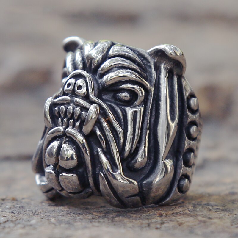 Anillo de acero inoxidable Hippie para hombre y niño, anillos de animales Punk Rock, joyería Vintage Hip Hop, ,