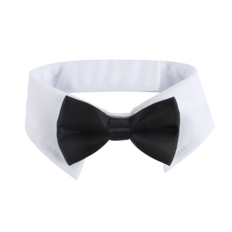 Cat Tuxedo Necktie Dog Bow Tie with Handcrafted Adjustable Suit White Collar: PET46P