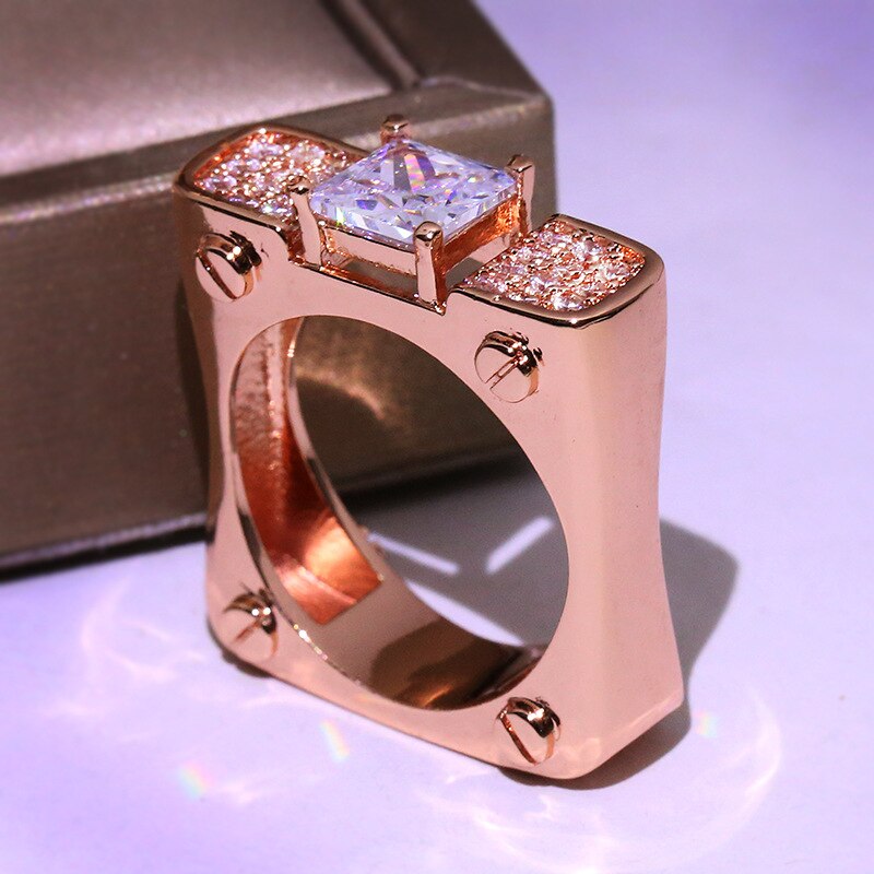 Fdlk klassisk princess cut rhinestone smykker kvinder engagement brude ring jubilæum