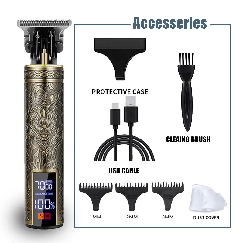 Electric Hair Trimmer for Men Wireless Beard Mustache Grooming Kit Powerful Facial Hair Clipper for Barber Shop: Orange