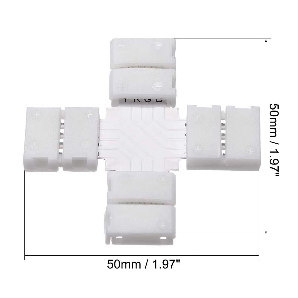 LED Strip Cross Connector 3-Pack 10mm X-Shaped 4Pin RGB Connector SMD5050 LED Light Strip DIY Fittings