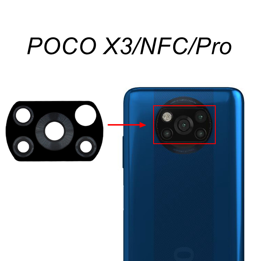 Original Rear Back Main Camera Glass Lens For POCO F1 F2 Pro F3 F4 GT X3 NFC M3 M4 X4 Pro 5G Replacement With Adhesive Tape: Poco X3 NFC