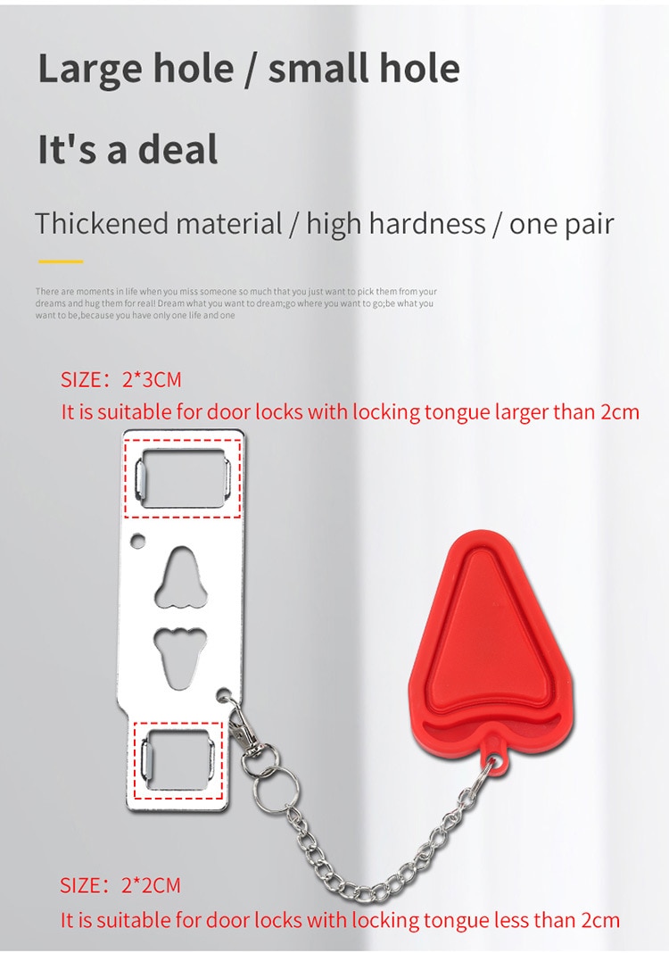 PP Metal Portable Safety Door Lock Replaces for Addalock Compatible for Travel Lock Anti Theft Security Privacy Hotel Home Room: Double head Red