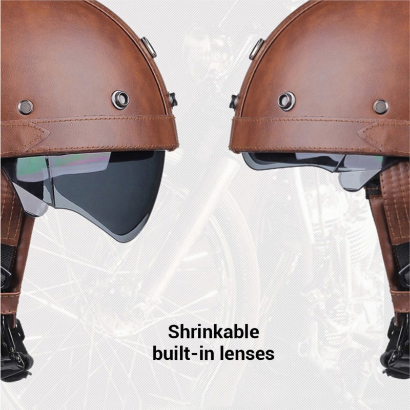 Retro Motorcycle Helmet Vintage Moto Helmet Men Women Half Helmet Built In HD Lens Riding Scooter Capacetes DOT Certification