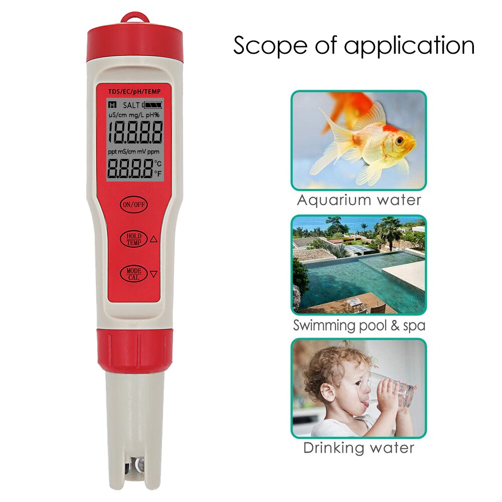4 in 1 PH/EC/TDS Temperature Meter PH Tester Digital Water Monitor