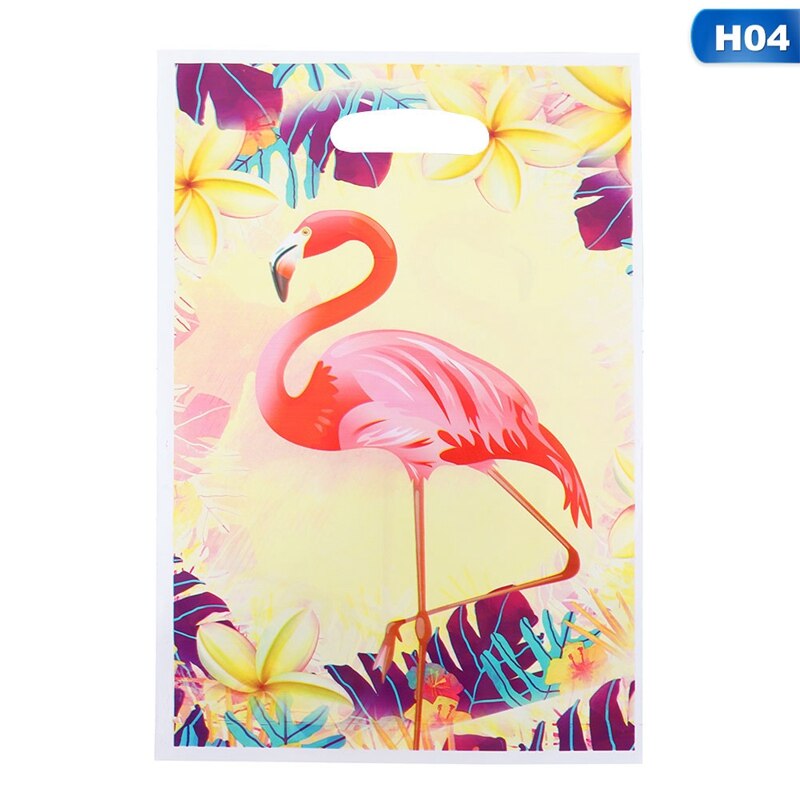 10Pcs Cartoon Rainbow Unicorn Flamingo Plastic Bags Candy Bag For Party Wedding Birthday Package Box Party Supplies