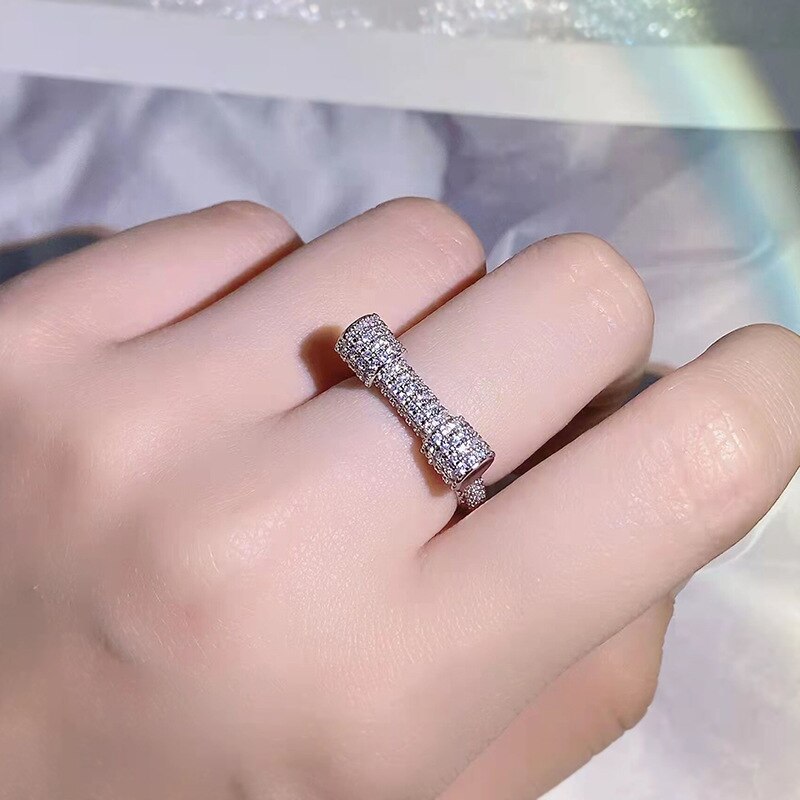 Creatieve Drie Layer Pin Ringen Voor Vrouwen Noble Zilver Kleur Aaa Cz Rock Punk Vinger Ring 2022 Korea Mode-sieraden