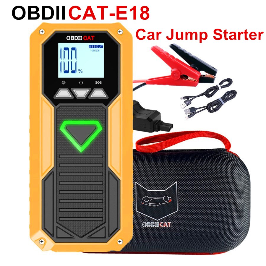 Car Jump Starter E18 Multi-Function car battery For 12V Petrol Diesel Mini Portable 2USB Power Bank SOS Lights 600A Peak Charger: Default Title