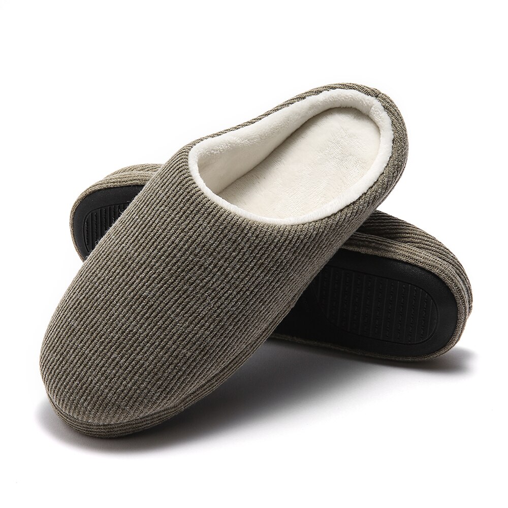Hjemmesko til mænd memory foam åndbar strikket bomuld slip-on træsko skridsikre indendørs/udendørs sko: Brun / 10.5
