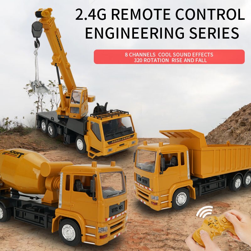 2.4g 10ch 1:24 trådlös fjärrkontroll simulering teknik fordon dumper lastbil leksak för barn utbildning leksaker födelsedag