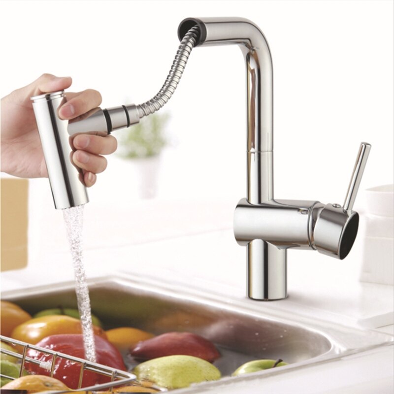 1PC ABS Chrome Kitchen Faucet Sink Sprayer Pull Out Nozzle Pull Out Spray Kitchen Faucet Replacement Shower Spray Head
