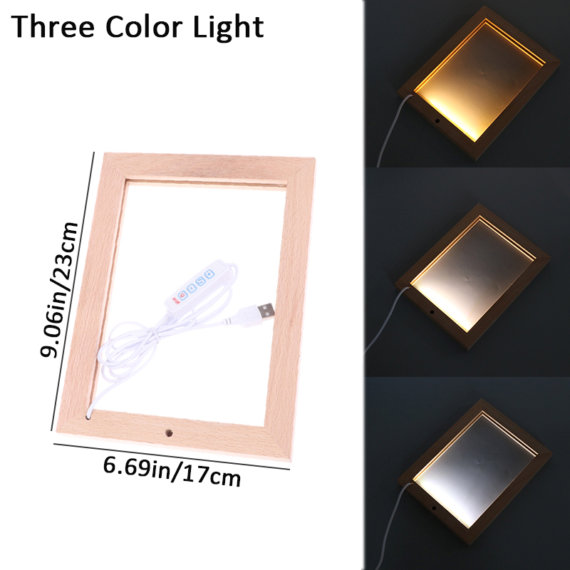 Leuchtender Fotorahmen, Tisch-Bilderrahmen, leuchtender Halfter, einfaches 3D-Licht, Dekor, LED-Licht, Holz, USB-LED-Bilderrahmen: Orange