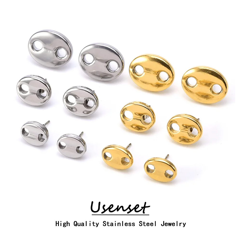 USENSET-pendientes de acero inoxidable para mujer y niña, aretes con forma de grano de café, joyería a la , para prevenir alergias