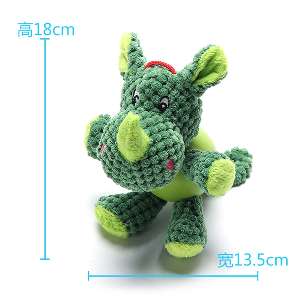 Jouets en velours côtelé couinant pour chien, jouets en peluche en forme d'animal, produits couinants, Puzzle résistant aux morsures, jouet molaire interactif, accessoires pour animaux de compagnie: rhinoceros