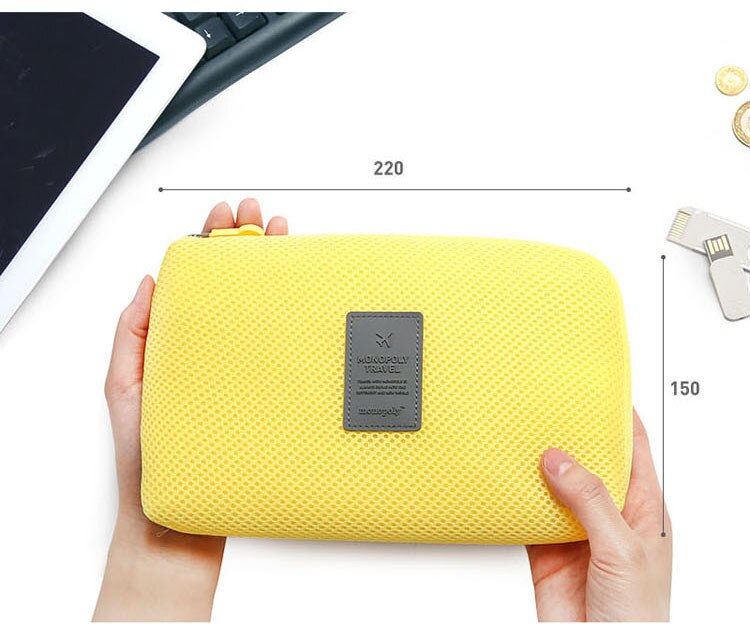 Draagbare Oplader Tas Digitale Kabel Case USB Organizer Power Bank Houder Kit Bag: Yellow