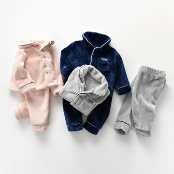 Superfijne Kasjmier Flanellen Winter Homewear Baby Meisje Jongens Peuter Kids Pluizige Houdt Warm Pyjama Sets 2 stks Kinderen Wol suits