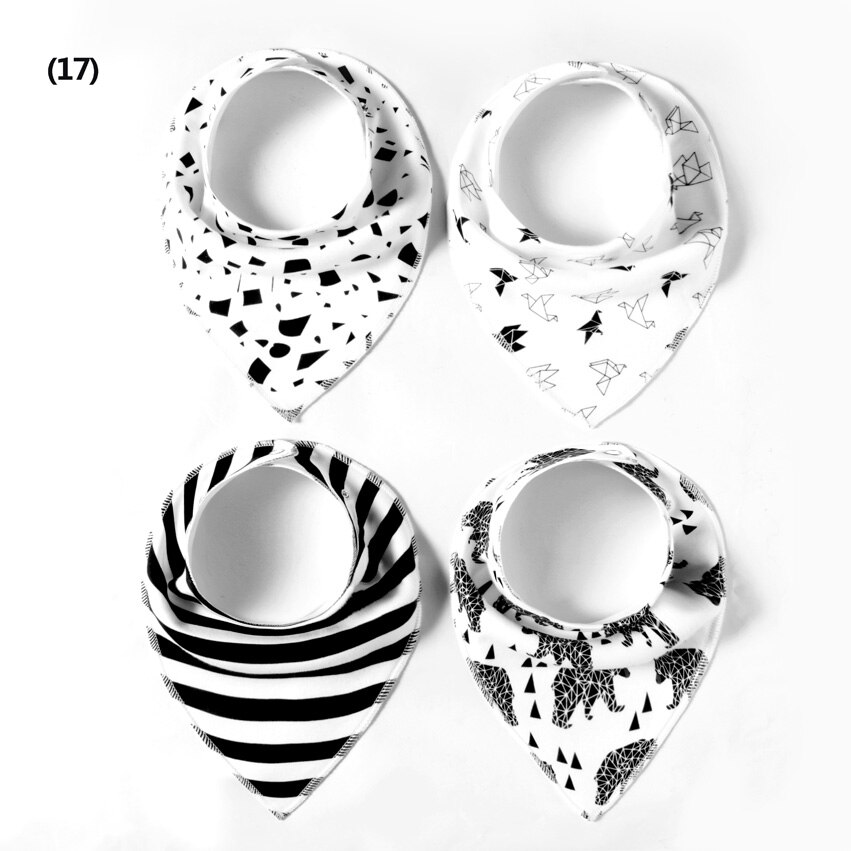 4 stycken haklappar för pojkar och flickor rapsdukar bandana haklappar babybandana vattentäta dribbla haklappshanddukar för spädbarn: Mönster 25