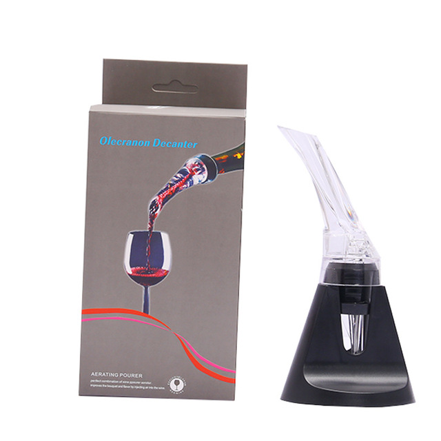 Décanteur de vin rouge magique , verseur avec support de filtre, distributeur d'aérateur d'air rapide pour la maison, ensemble essentiel de Bar à manger: Black