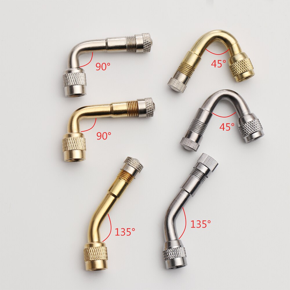 1/2pcs 3 Angles 45/90/135 Degree Brass Air Tyre Valve Extension Stem Connector Car Truck Motorcycle Cycling Accessories Adapter