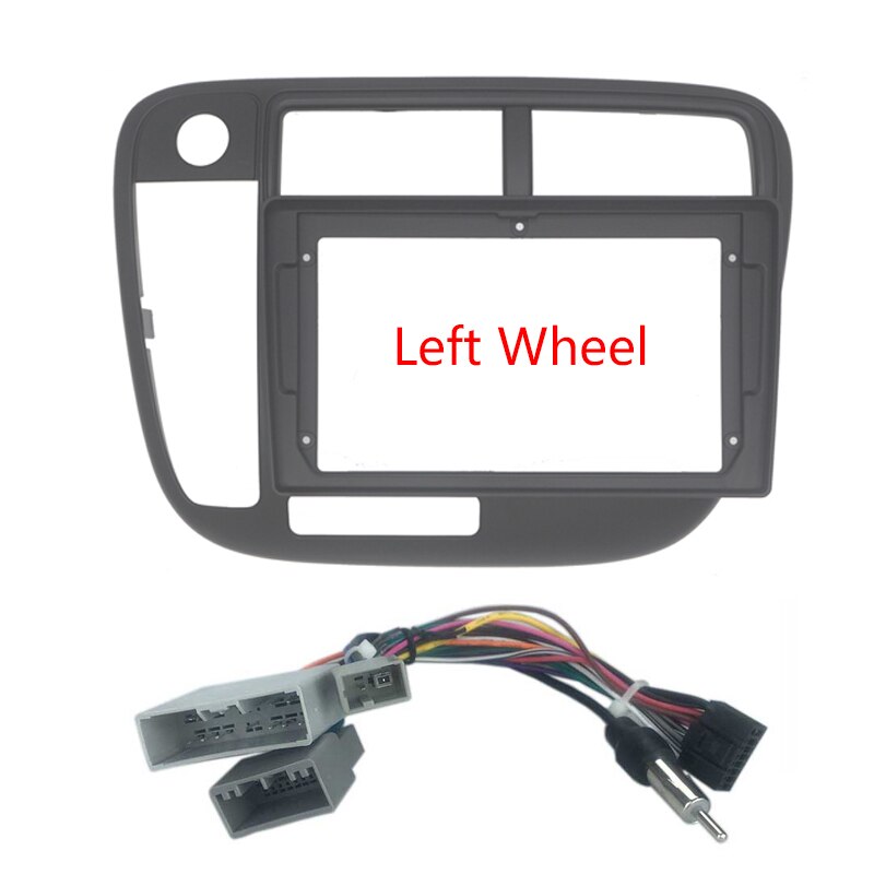 9" Car Radio Dash Panel Fascia For Honda Civic 1996 1997 1998 1999 2000 2001 Manual AC Stereo Mounting Bezel Faceplate Frame Kit: Left Wheel and cable