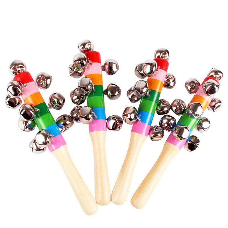 Colorful rattle Colorful wooden bell Orff instruments Baby Rattles 10 percussion string of bells zabawki dla dzieci #3N20