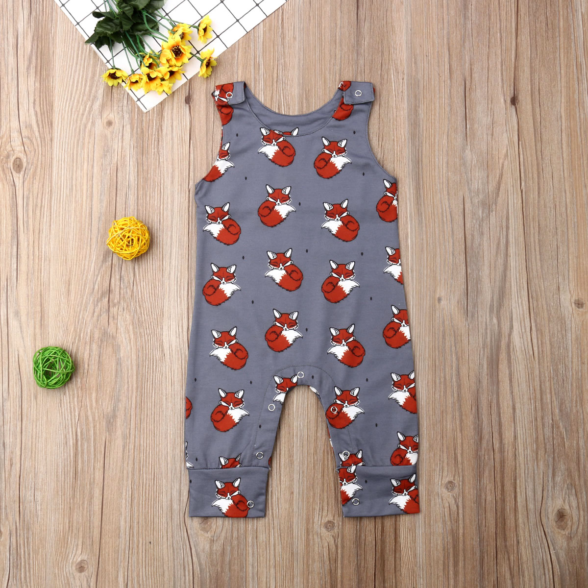 Pudcoco Newes Moda Bebê Recém-nascido Da Menina do Menino Roupas Fox Dos Desenhos Animados Imprimir Mangas Romper Jumpsuit One Piece-Roupa Playsuit