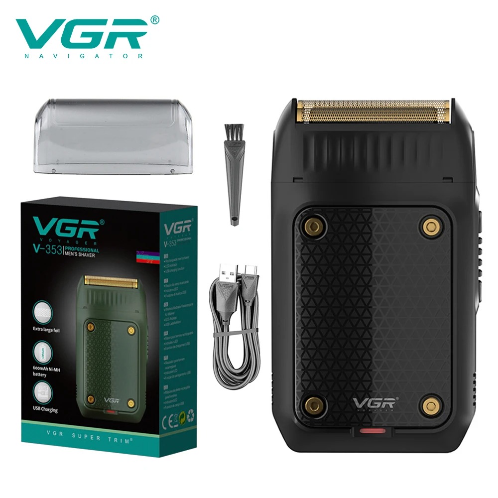 VGR Barbeador Recarregável Profissional Máquina Barbear Elétrico Barbeador Portátil Reciprocando Alumínio Frustrar Barbeadores para homens V-353