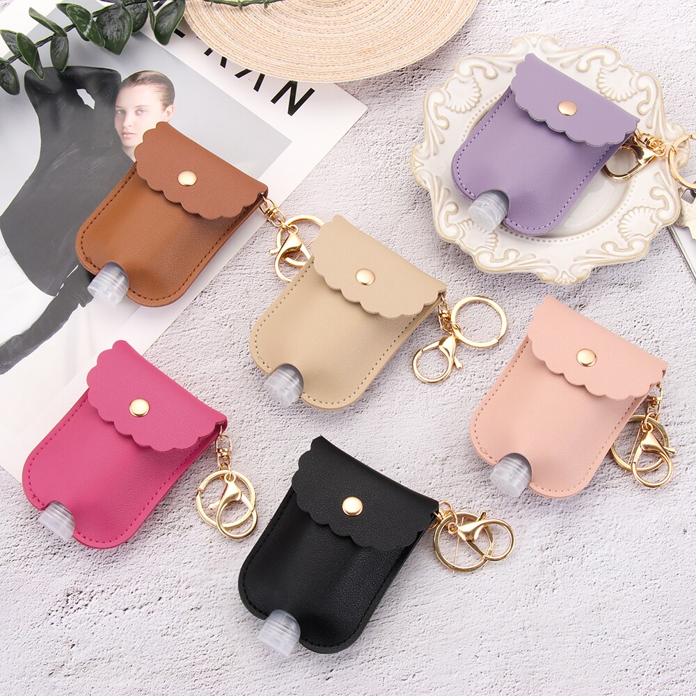 30ml Hand Washing Bottle Keychain Holder Flip Cap Reusable Travel Refillable Bottles Soap Containers with Keyring Portable