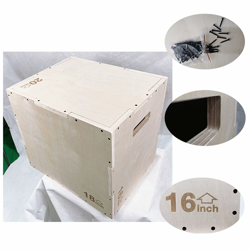 1pcs 12X14X16 /14X16X20 inch Wooden Plyo Box Home Gym Fitness Plyometric Box Multiple Choice 3 in 1 Heavy Duty Wood Jump Box