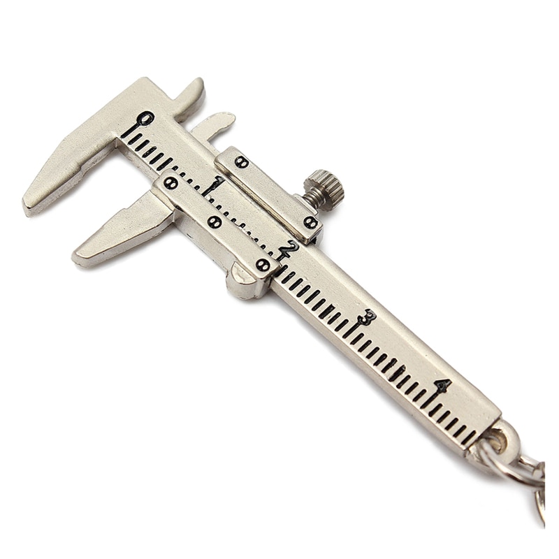 Silver Simulation Vernier Caliper Model Ruler Slide Keychain