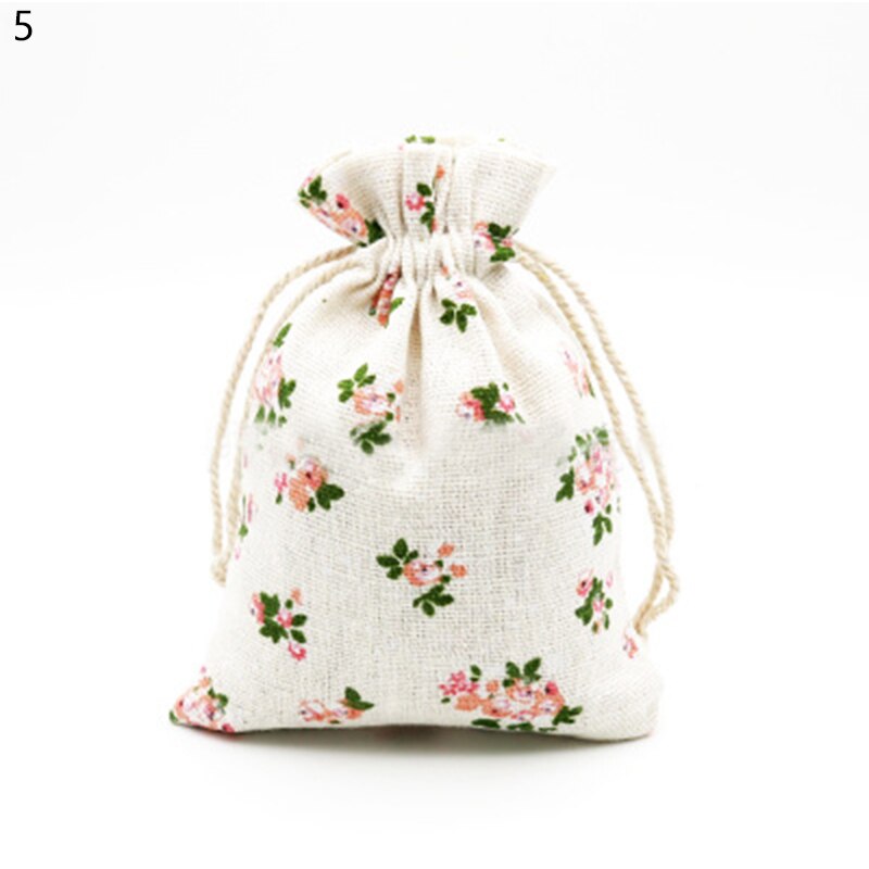 1pc trekkoord katoenen linnen print kleine organizer opbergtas portemonnee reistas dames kleine stoffen tas kersttas: 5