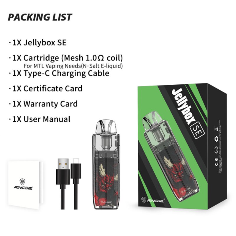 Original Rincoe Jellybox SE Kit 500mAh Battery 2.8ml Cartridge