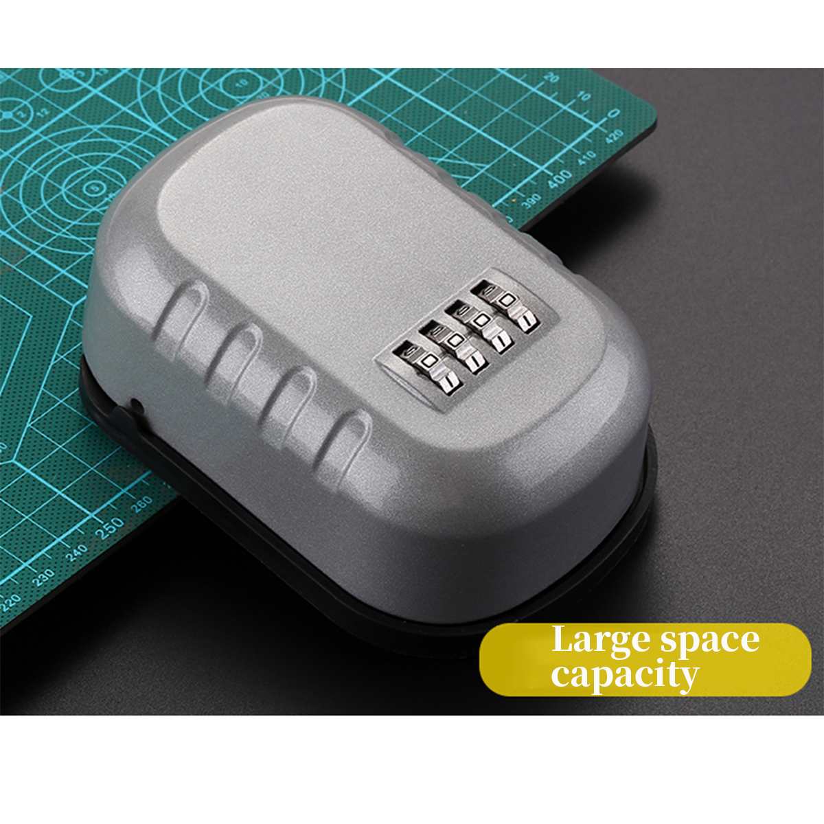 4 Digit Wall-mounted Curved Key Card Password Box Master key box Password lock Decorated Cipher Keys Storage Box Waterproof: Silvery