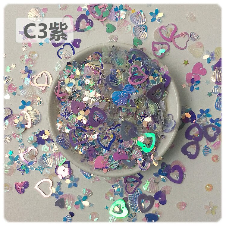 10G Glitter Hart Pailletten Voor Decor Valentijnsdag Bruiloft Diy Ambachten Pailetten Shell Bloem Ster Nail Art Pailletten lentejuelas: C3 PURPLE