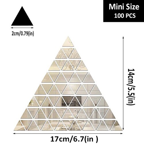 Autocollants muraux en forme de Triangle, 100 pièces, étiquette décorative pour la chambre d'un enfant et le salon, Sticker mural bricolage pièces: 100pcs mini silver